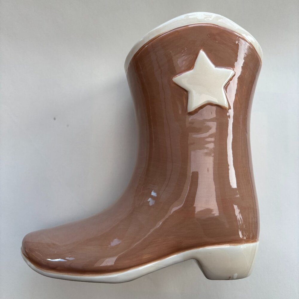 Ceramic Cowboy Boot Vase